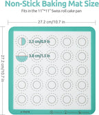 446ºF Heat Resistant Macaron Mat: U-Taste 11x11in Non Stick Silicone Baking Mat, Reusable Cookies Pastry Sheet Liner with Edge Enhancement & Circle Measurement for Square Cake Pan (Aqua Sky)