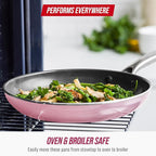 Blue Diamond 8" Nonstick Frying Pan Skillet, Diamond Infused PFAS & PTFE-Free Ceramic Pot, Dishwasher & Oven Safe, Stay Cool Handle, Durable Non Toxic Metal Utensil Safe, Egg & Omelet Pan, Pink