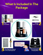 Electric Salt and Pepper Grinder Set with USB Charging Base, Upgraded 95ml Larger Capacity, Adjustable Coarseness, ABS Automatic Pepper Mill with One-Hand Operation, 2 Pack(Black+White)