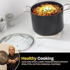 Guy Fieri's Flavortown Laser Titanium 8-Quart Stock Pot with Lid - Non-stick Cookware Without PFAS, PTFE, or PFOA, 3x More Durable, Dishwasher Safe, Oven Safe