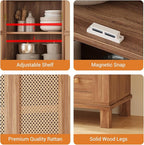 Garvee Pantry Cabinet, 72" Kitchen Pantry Storage Cabinet, Modern Farmhouse Kitchen Cupboard with Large Drawer, 2 Cabinets, 4 Adjustable Shelves, Freestanding Rattan Hutch for Dining Room Living Room