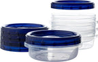 PLASTICPRO [8 oz 96 Pack] Twist Top Deli Containers Clear bottom With blue Top Twist on Lids Reusable, Stackable, Food Storage Freezer Container Pack of 96