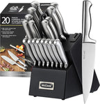 McCook® Knife Sets,German Stainless Steel Kitchen Knives Block Set with Built-in Sharpener