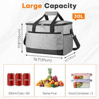 Collapsible Cooler Bags Insulated, 48 Cans Soft Cooler with Front Zipper Pocket & Shoulder Strap, Portable Leakproof Soft Sided Coolers for Camping/Beach/Picnic/Travel - Grey