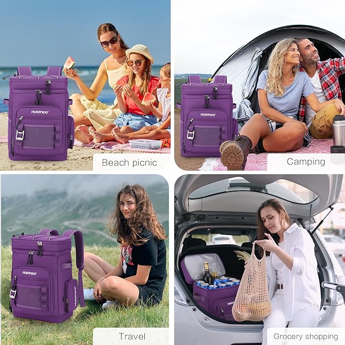 Large Waterproof Insulated Cooler Backpack for Men & Women, Leak Proof Cooler Backpack for Camping, Beach, Fishing, Picnic, Travel, Outdoor, 30L, 48Cans