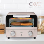 COOK WITH COLOR Mini Toaster Oven: 600W Power, Precision Timer, Auto Shutoff, and Culinary Delights Up To 450 Degrees, Pink