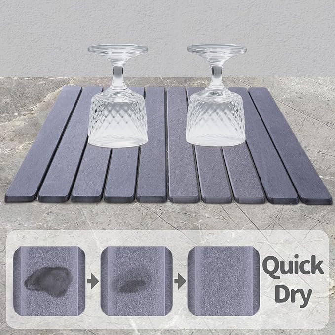 Coolcandy 24x16" Large Stone Dish Drying Mat, Quick Drying Mat Kitchen Counter, Foldable Kitchen Drying Mat, Diatomaceous Earth Stone Drying Mat, Collapsible Dish Mat Kitchen Mat For Drying