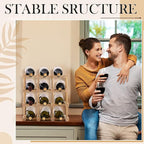 Juexica 12 Bottles Wooden Wine Rack Stackable Modular Storage Racks DIY Assembly Wine Bottle Holder for Inside Cabinet Countertop Cellar Racks(1 Pack)