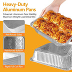 9x13 Aluminum Pans with Lids, Heavy Duty Disposable Aluminum Foil Pans, 30 Pack Disposable Pans, Thickened Disposable Trays Half Size Tin Pans Foil Baking Tray for Cooking, Baking, Roasting