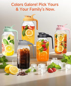 2 Quart Wide Mouth Glass Pitcher with Lid, 64oz Mason Jar Pitcher, Leak-proof Iced Tea Pitcher,Heavy Duty Container for Fridge Sweet Tea,Juice,Cold Brew Coffee,Breastmilk Storage Drinks-1PACK/Green