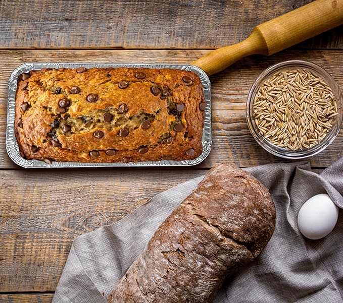 PARTY BARGAINS 5 Lb Aluminum Loaf Pan - 60 Pack, Heavy Duty Disposable Bread Pans for Perfect for Baking, Lasagna, Meatloaf & Food Serving (Max 240°C)