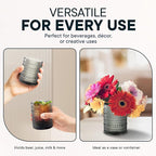 12 OZ Hobnail Drinking Set of 12 – Vintage Embossed Glassware, Textured Tumblers for Water, Beer, Cocktails, Mocktails, Whiskey & More – Includes Straws and Coasters – Smokey Gray