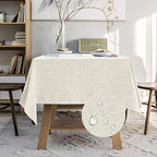 Waterproof Cotton Linen Tablecloths Square Dining Table Cloth, Wipe Clean Indoor & Outdoor Table Cover for Buffet Party and Banquets, Wrinkle Resistant（54"x54"） Beige