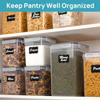 Vtopmart 10 PCS Flour and Sugar Storage Container, Large Airtight Food Canisters with Lids for Kitchen, Pantry Organization, BPA Free, Black