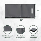 Vacuum Seal Bags 11" x 24" (50 Count) 5.5 Mil, Black and Clear- BPA Free Commerical Grade Food Saver for Storage, Sous Vide, and Meal Prep Sealer Bag