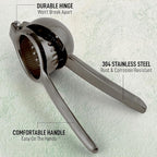 Zulay Extra Large Lemon Squeezer Stainless Steel - Easy Squeeze Heavy Duty Lemon Juicer Hand Press - Ergonomic Citrus Squeezer & Fruit Juicer for Small Oranges, Lemons, & Limes