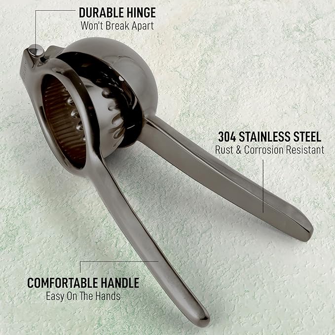 Zulay Extra Large Lemon Squeezer Stainless Steel - Easy Squeeze Heavy Duty Lemon Juicer Hand Press - Ergonomic Citrus Squeezer & Fruit Juicer for Small Oranges, Lemons, & Limes