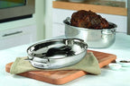 Viking 3-Ply Oval Roasting Pan, 8.5 Quart, Stainless Steel Kitchen Cookware with Metal Induction Lid and Rack, Great for Turkey, Dishwasher and Oven Safe, Silver