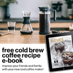 COFFEE BEAR – Cold Brew Coffee Maker and Iced Tea Brewer, Large 1.3L (44oz) Borosilicate Glass Pitcher with Reusable Mesh Filter, Easy to Clean, Dishwasher Safe