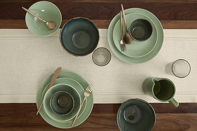 Solino Home Linen Ivory Table Runner 120 Inches Long - 100% Pure Linen 14 x 120 Inch Table Runner for Summer, Fall, Autumn - Double Hemstitch