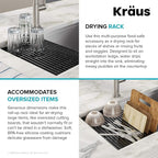 Kraus Multipurpose Workstation Sink Roll-Up Dish Drying Rack, Colander and Trivet in Red, KRM-11RD