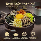 Korean Stone Bowl (34oz) Clay Pot for Cooking Korean Dishes - Brown, Large, Rustic Style - Dolsot, Ttukbaegi, Onggi, Kimchi Stone Donabe - With Lid