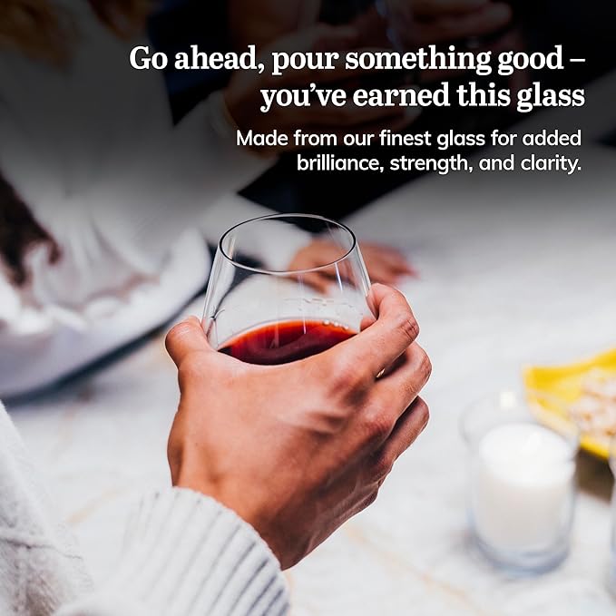 Libbey Signature Kentfield Stemless Red and White Wine Glasses Set of 12, Elegant, Dishwasher Safe Wine Glass Set for Birthdays, Weddings & More