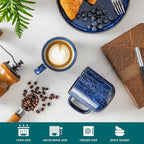 vancasso STARRY Coffee Mugs Set, 16 oz Ceramic Coffee Cups for Americano Hot Tea Iced Coffee Cold Brew Cocoa Milk Stoneware Mugs Set of 6, Dishwasher & Microwave Safe, Blue