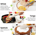 Large Cooking Utensils Set, 35 Pcs Kitchen Utensils Set with Holder, Silicone Spatula Set with Stainless Steel Handle, Whisk, Basting Brush, Kitchen Gadgets for Nonstick Cookware (Khaki)