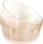 Hioasis 8 Pack Plastic Serving Bowls 128oz Gold Glitter Plastic Bowls Heavy Duty Disposable Serving Bowls for Party Snack & Salad & Candy & Bar Buffet