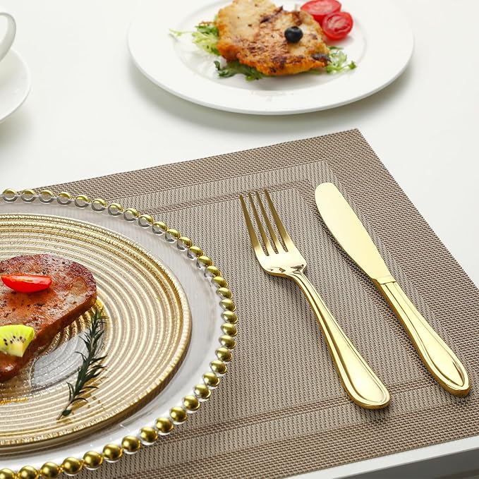 Gold Silverware Set, 30 Piece Flatware Cutlery Set for 6,18/0 Stainless Steel Utensils,Mirror Polished Modern Tableware for Home & Kitchen Dining Wedding, Party