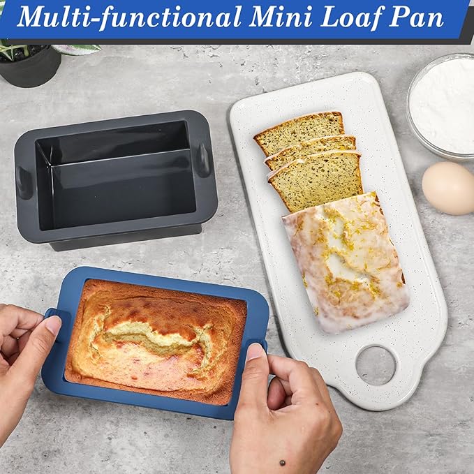 Webake Silicone Air Fryer Bread Loaf Pan for Baking, Nonstick Mini Loaf Pan wih Handle, BPA Free Set of 2