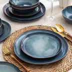 AmorArc Ceramic Dinnerware Sets,Handmade Reactive Glaze Stoneware Plates and Bowls Set,Highly Scratch Resistant | Dishwasher & Microwave Safe Dishes set,Service for 6 (18pc)