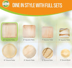 Raj Eco Compostable Palm Leaf Plates Like Bamboo Plates Disposable - 10 Inch Square 50 Party Plate, Natural Wooden, Eco-Friendly, Fancy Biodegradable & Disposable Wedding Picnic Plate