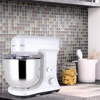 Stand Mixer 5-QT, 6+P Speed Tilt-Head Food Mixer 300W Dough Mixer with Stainless Steel Bowl,Dough Hook,Flat Beater&Whisk Electric Kitchen Mixer for Household Baking, Anti-Slip(Pearl White)