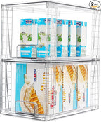 Vtopmart 2Pack Large Stackable Kitchen Pantry Storage Drawers, Clear Organizer Bins with Handles, Acrylic Drawer Organizers for Kitchen Pantry, Bathroom Undersink, Cabinet Organization and Storage