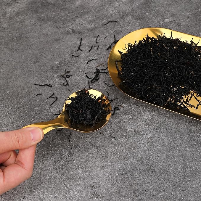 5 PCS Short Handle Spoons Gold Mini Scoops Stainless Spoons for Canisters Small Coffee Scoops Candy Scoops for Condiments Tea Desserts Coffee