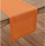 Solino Home Linen Pumpkin Table Runner 72 Inches Long - 100% Pure Linen Hemstitch Table Runner 14 x 72 Inch for Dresser, Dining, Fall, Autumn, Halloween - Classic Hemstitch