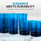 Zulay Kitchen Acrylic Glasses Drinkware - 8 Piece Unbreakable Plastic Tumblers - BPA-Free, Reusable Plastic Drinking Glasses for Home & Outdoors - Stackable, Lead-Free, Dishwasher Safe, Blue (12&16oz)