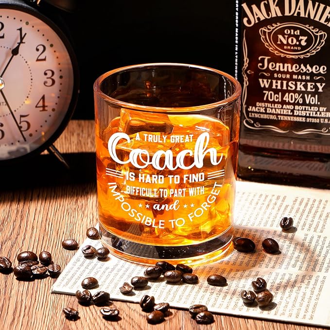 Futtumy Great Coach Whiskey Glass, Coach Gifts for Men, Basketball Coach Gifts, Baseball Soccer Softball Volleyball Gift for Graduation Competition Christmas Birthday