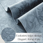 Romanstile Vinyl Placemats Set of 4-12 X 18 Inch - Heat Resistant Non-Slip Embossed Floral Place Mats 100% Waterproof Oilproof Wipeable Faux Leather Table Mats for Kitchen/Dining/Party, SkyBlue