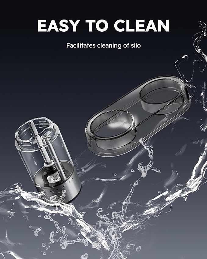 FORLIM Electric Salt and Pepper Grinder Set, Upgraded Washable, Batteries Powered Automatic One-Handed Operation with LED, Adjustable Coarseness Pepper and Salt Grinder Refillable, Stainless Steel