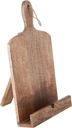 Wedding Gifts Wooden Cookbook Stand for Kitchen Counter Recipie Book Holder for Cooking, Solid Wood Chopping Board Style Foldable and Durable Recipe Holder for Tablets and Cookbooks (Brown)