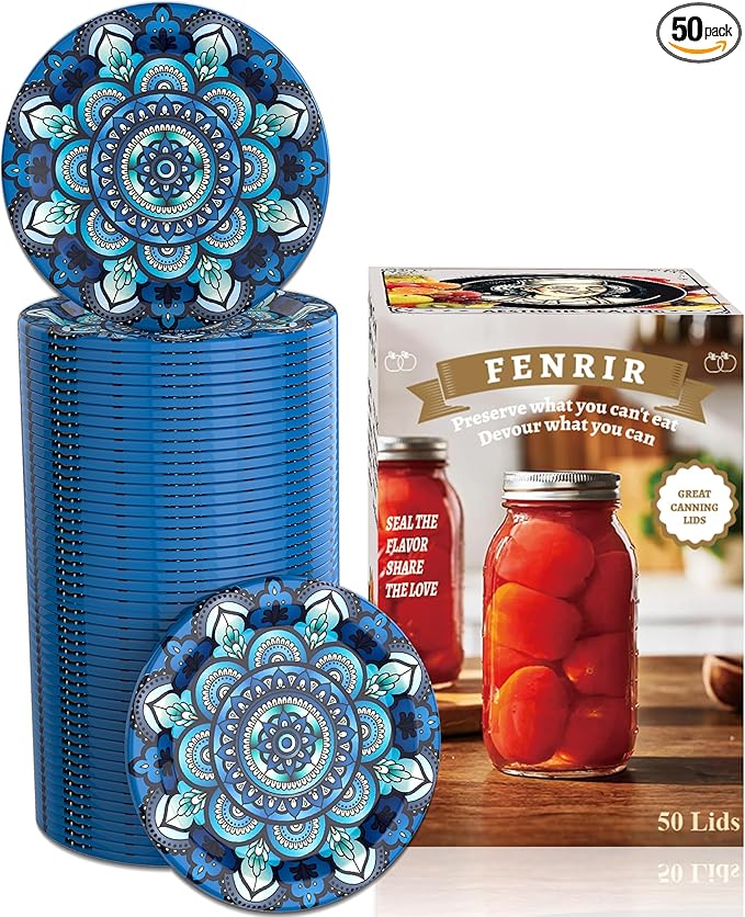 50Pcs Canning Lids Regular Mouth, Superb Canning Lids Not Easy to Rust Excellent Air Tightness, Thick Mason Jar Lids Prevent Warping - Food Grade Material (Blue Green)