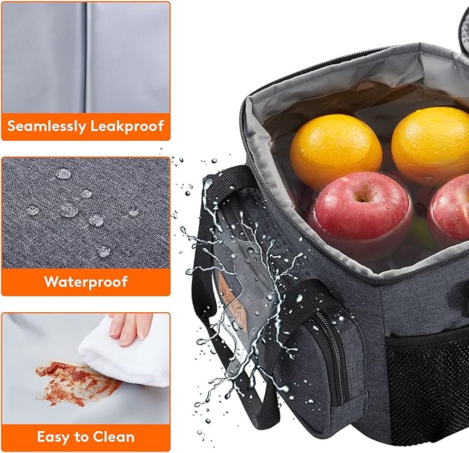 Lifewit Medium Lunch Bag Insulated Lunch Box Soft Cooler Cooling Tote for Adult Men Women, Dark Gray 12-Can (9L)