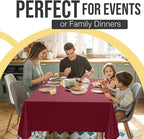 Exquisite 66% Thicker Premium Plastic Table Cloth Rectangle Table Cover 0.5 Mil 12 Pack Burgundy Table Cloth 54 Inch x 108 Inch Disposable Tablecloth Won't Tear Easily Like Cheap Thin Brands