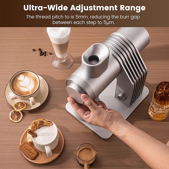 Gevi VelPro 400 Single Dose Espresso Grinder with Variable Speed, Stepless Adjustment, 64mm Titanium Flat Burr & Single Dosing Cup, Coffee Bean Grinder for Drip, French Press & Cold Brew-Silver