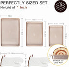 HONGBAKE 3 Pack Gold Nonstick Baking Sheet Pan Set with Oven Mitts Heat Resistant, Non-Toxic Half/Quarter/Jelly Roll Pans with Diamond Texture Pattern, Heavy Duty 0.8mm Thick Cookie Trays for Cooking