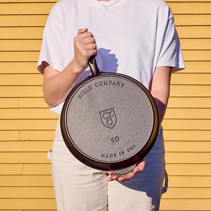 Field Company 11.63-Inch Cast Iron Skillet – Pre-Seasoned Large Frying Pan for Searing, Baking & Everyday Cooking, Lighter & Easy to Handle, Smooth, Made in USA (No.10, 4+ Servings)