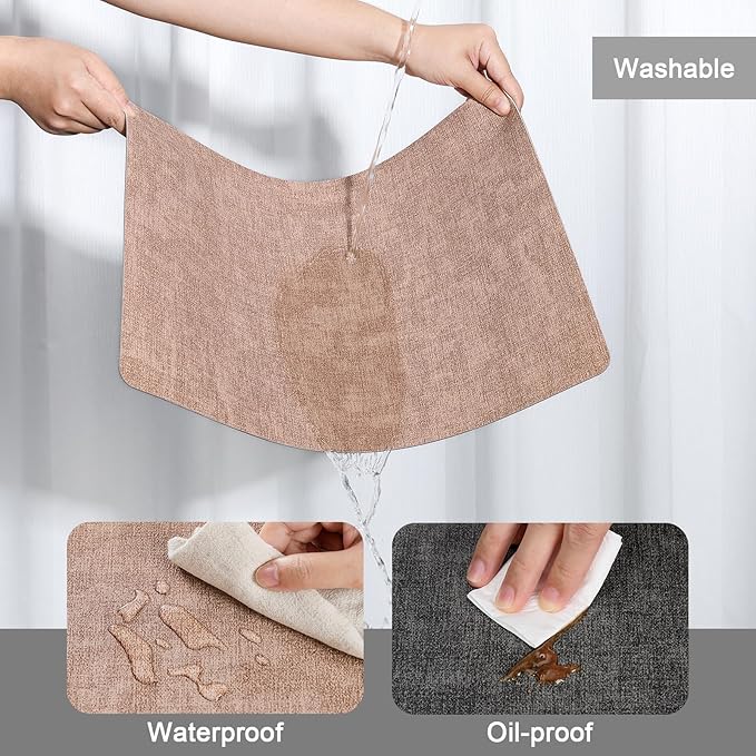 Myir JUN Placemats Dual Sided, Faux Leather Place Mats Set of 6 Indoor Placemats for Dining Table Outdoor Placemats Manteles Individuales Square Non-Slip Washable Table Mats (Gray Pink, Set of 6)